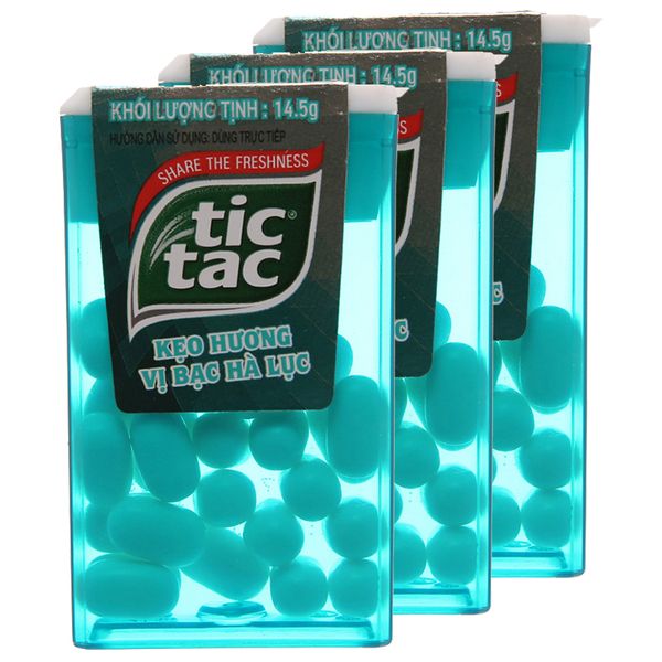  Kẹo hương bạc hà lục Tic Tac bộ 3 hộp x 14.5g 