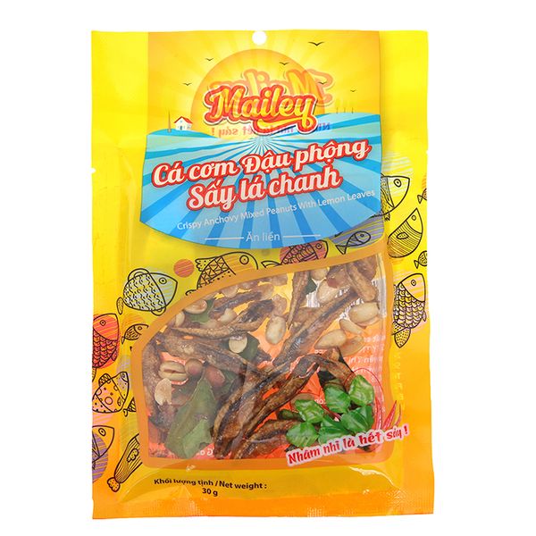  Khô cá cơm đậu phộng sấy lá chanh Mailey gói 30g 
