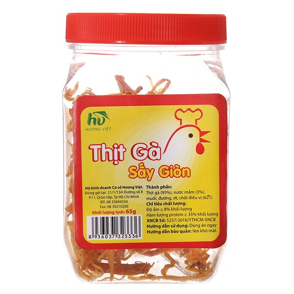  Khô gà sấy giòn Hương Việt hũ 65g 