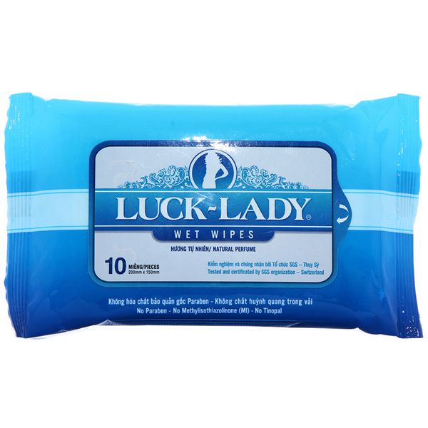  Khăn ướt Luck Lady hương tự nhiên gói 10 tờ 