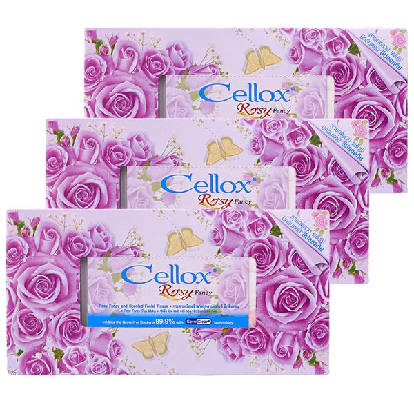  Khăn giấy thơm Cellox Rosy 2 lớp bộ 3 hộp x 150 tờ 