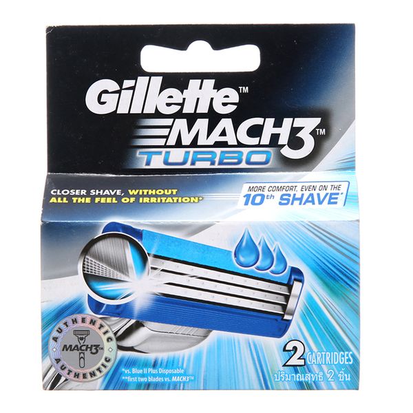  Lưỡi dao cạo râu 3 lưỡi Gillette Mach 3 Turbo 2 cái 