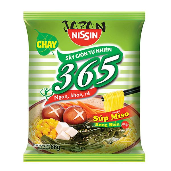  Mì chay Nissin 365 súp Miso rong biển gói 66g 