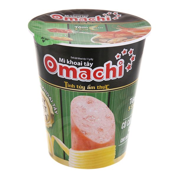  Mì khoai tây Omachi tôm chua cay có cây thịt thật ly 112g 
