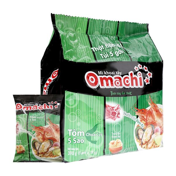  Mì khoai tây Omachi tôm chua cay lốc 5 gói x 78g 