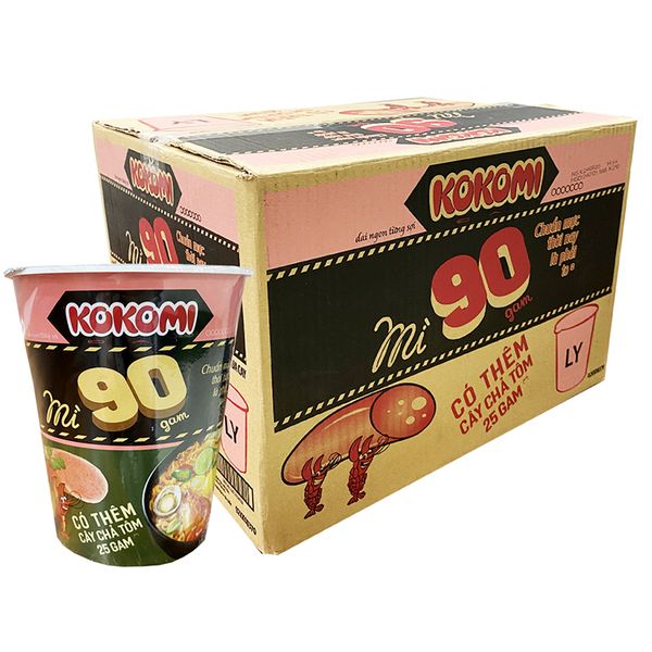  Mì Kokomi Đại vị tôm chua cay có cây chả tôm thùng 24 ly x 90g 