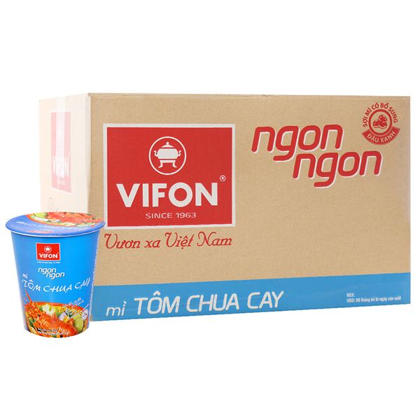  Mì Vifon Ngon Ngon tôm chua cay thùng 24 ly x 60g 