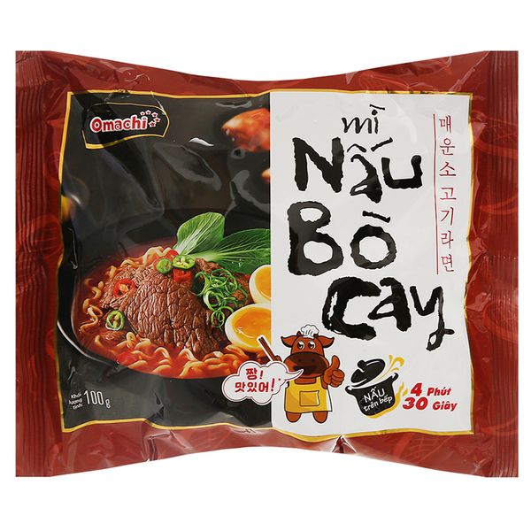  Mì nấu Omachi vị bò cay gói 100g 