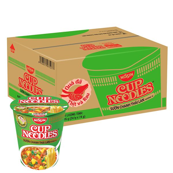  Mì Nissin Cup Noodles vị sướn chanh Thái Lan thùng 24 ly x 74 g 