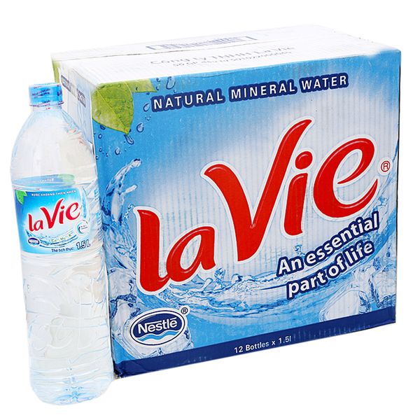  Nước khoáng Lavie thùng 12 chai x 1,5 lít 
