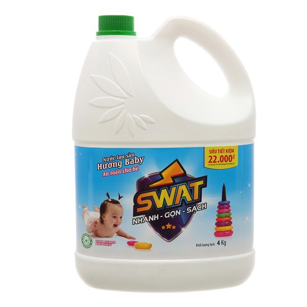  Nước lau sàn Swat Baby an toàn cho da bé chai 4 lít 