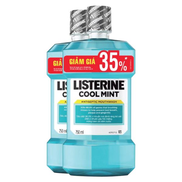  Nước súc miệng Listerine Cool Mint lốc 2 chai x 750ml 