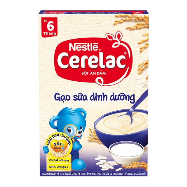  Bột ăn dặm Nestle Cerelac gạo sữa dinh dưỡng cho trẻ từ 6 đến 24 tháng 200g 