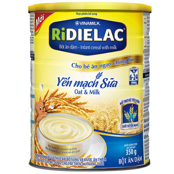  Bột ăn dặm Ridielac yến mạch sữa dành cho trẻ từ 6 đến 24 tháng lon 350 g 