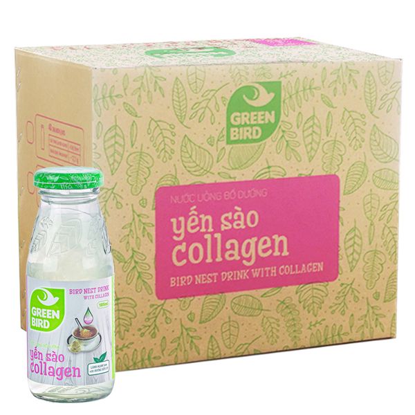  Nước yến sào collagen Green Bird 5% tổ yến thùng 48 chai x 185ml - giá đại lý 