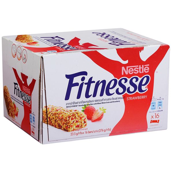  Ngũ cốc Nestle Fitnesse hương dâu hộp 16 thanh x 23,5g 