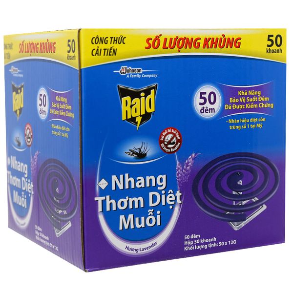  Nhang muỗi Raid hương Lavender hộp 50 khoanh 