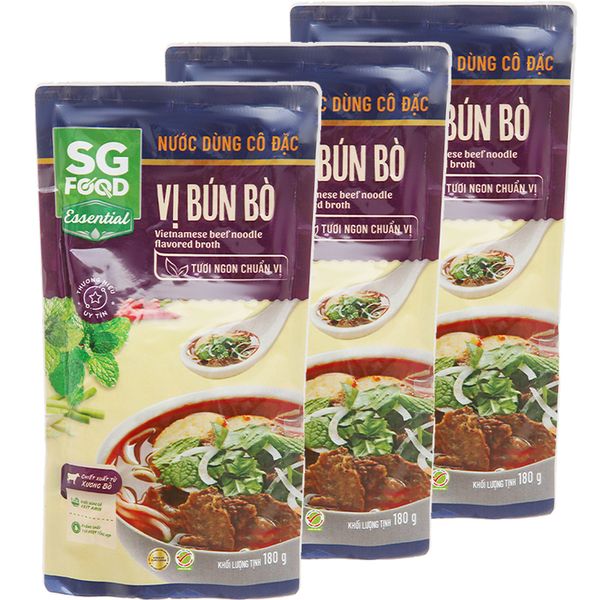  Nước dùng cô đặc vị bún bò SG Food bộ 3 gói x 180g 