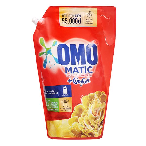  Nước giặt Omo Matic cửa trên hương Comfort tinh dầu thơm túi 2kg 
