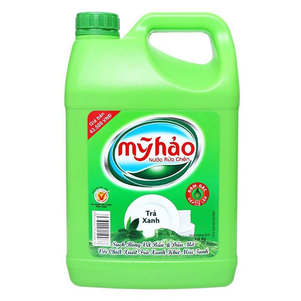  Nước rửa chén Mỹ Hảo hương trà xanh can 1,6 kg 