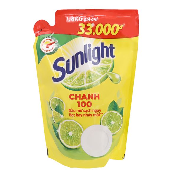  Nước rửa chén Sunlight hương chanh 100 túi 1,4 kg 