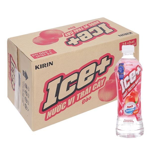  Nước trái cây Ice+ vị đào thùng 24 chai x 345ml 