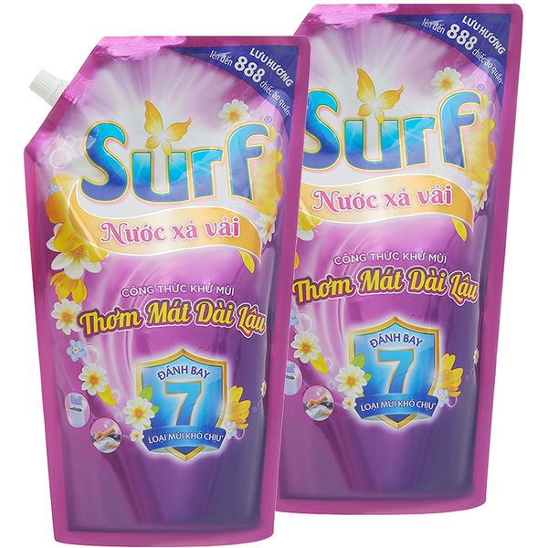  Nước xả vải Surf hương cỏ hoa lôi cuốn bộ 2 túi x 1,6 lít 