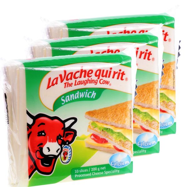  Phô mai lát Con Bò Cười La Vache Qui Rit Sandwich bộ 3 gói x 200g 