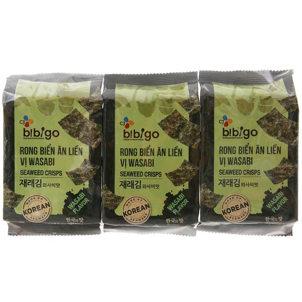  Rong biển ăn liền Bibigo vị wasabi 3 gói 5g 