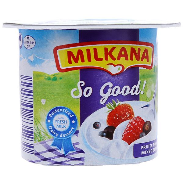  Sữa chua Milkana vị dâu trái cây hộp 100g 