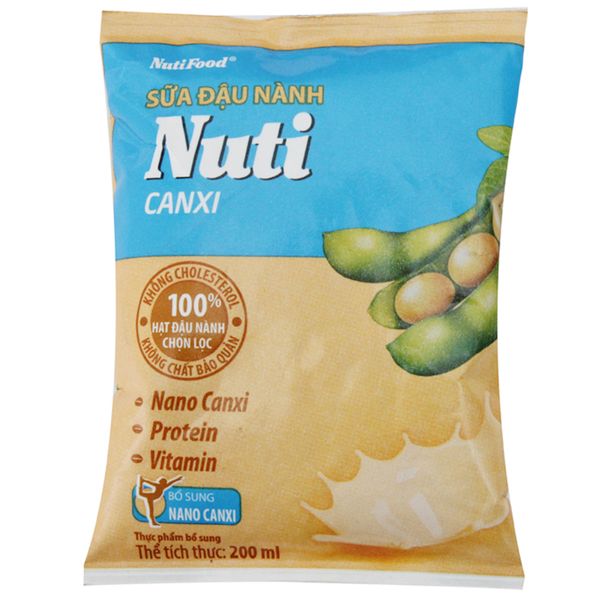  Sữa đậu nành Nuti Canxi bịch 200ml 