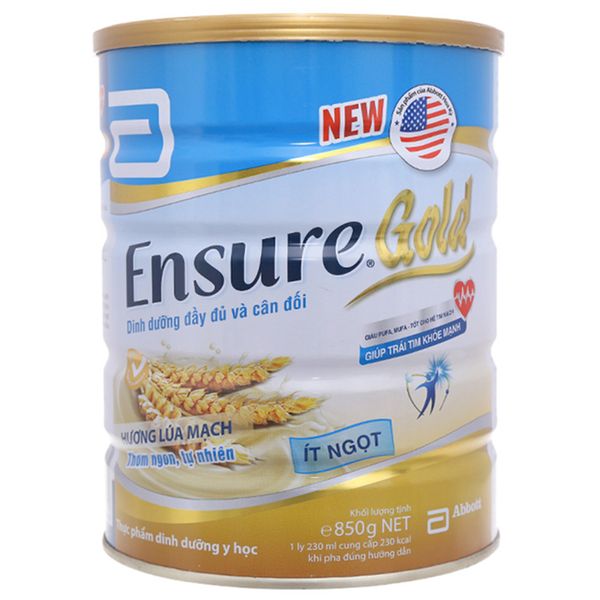  Sữa Ensure Gold hương lúa mạch ít ngọt lon 850g 