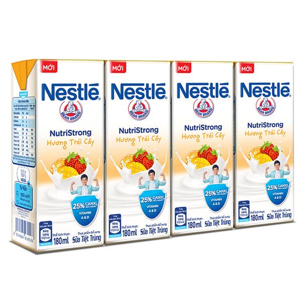  Sữa tiệt trùng Nestle hương trái cây lốc 4 hộp x 180ml 
