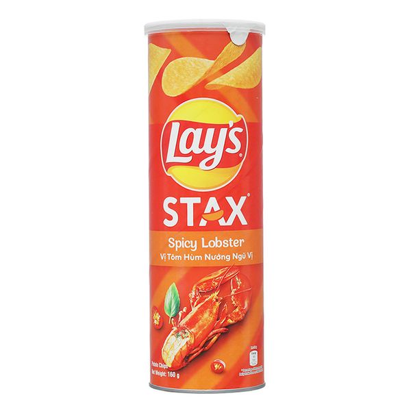  Snack khoai tây Lay's Stax tôm hùm nướng ngũ vị lon 160g 