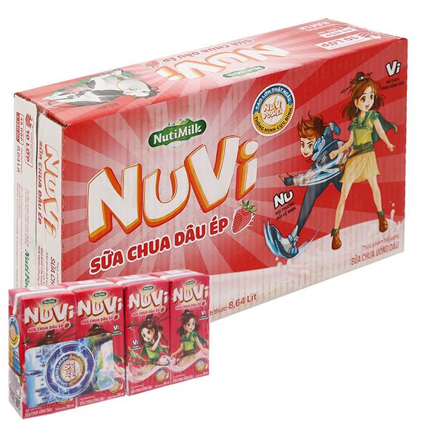  Sữa chua thạch dâu Nuvi thùng 48 hộp x 170ml 