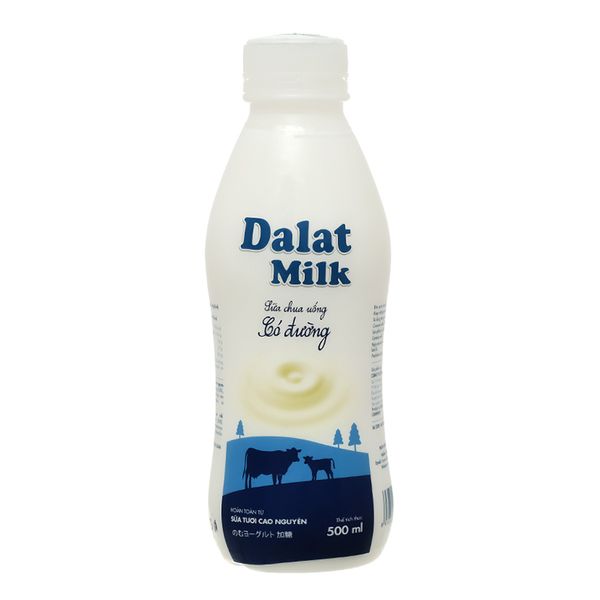  Sữa chua uống Dalat Milk có đường chai 500ml 