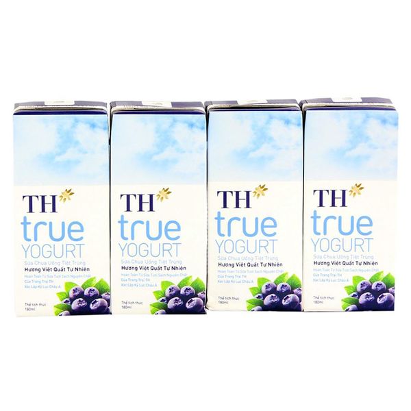  Sữa chua uống hương việt quất TH True Yogurt lốc 4 hộp x 180ml 