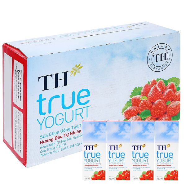  Sữa chua uống vị dâu TH True Yogurt thùng 48 hộp x 180ml 