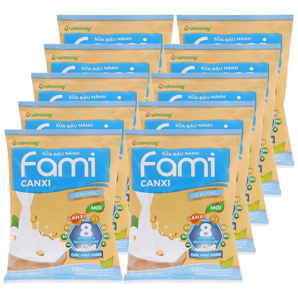  Sữa đậu nành  Fami Canxi ít đường lốc 10 gói x 200ml 
