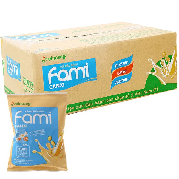 Sữa đậu nành Fami canxi Vinasoy thùng 40 bịch x 200ml 