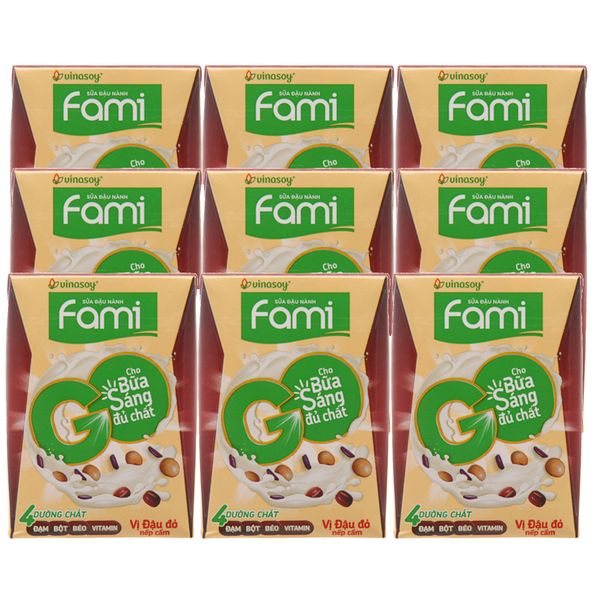  Sữa đậu nành Fami Go đậu đỏ nếp cẩm bộ 3 lốc x 3 hộp x 200ml 