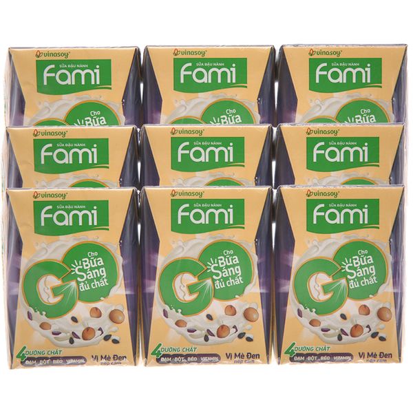  Sữa đậu nành Fami Go mè đen nếp cẩm bộ 3 lốc x 3 hộp x 200ml 