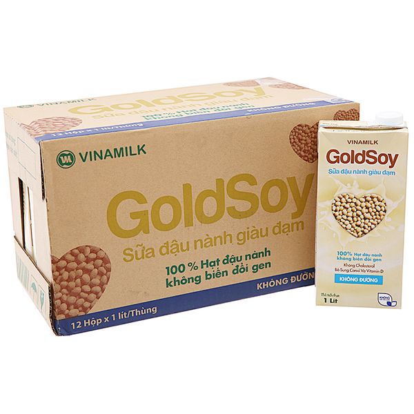  Sữa đậu nành Goldsoy Vinamilk không đường thùng 12 hộp x 1 lít 