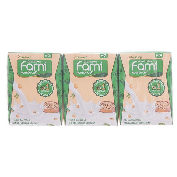  Sữa đậu nành nguyên chất Fami lốc 6 hộp x 200ml 