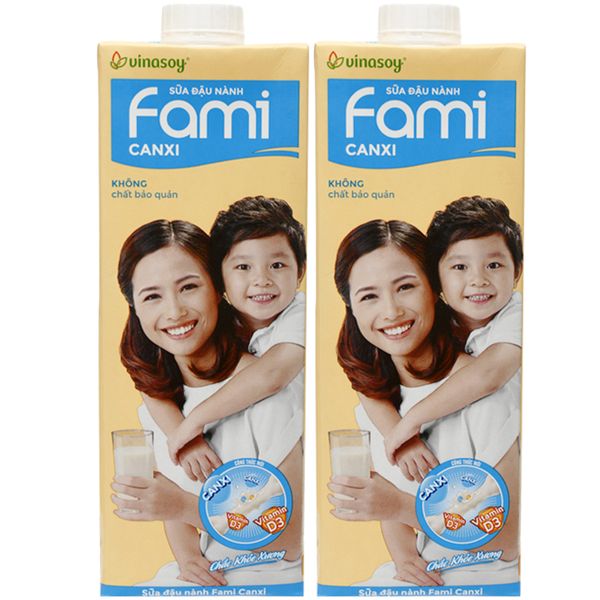  Sữa đậu nành Vinasoy Fami canxi bộ 2 hộp x 1 lít 