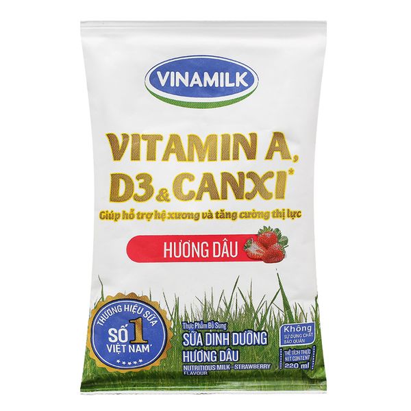  Sữa dinh dưỡng Vinamilk hương dâu bịch 220ml 