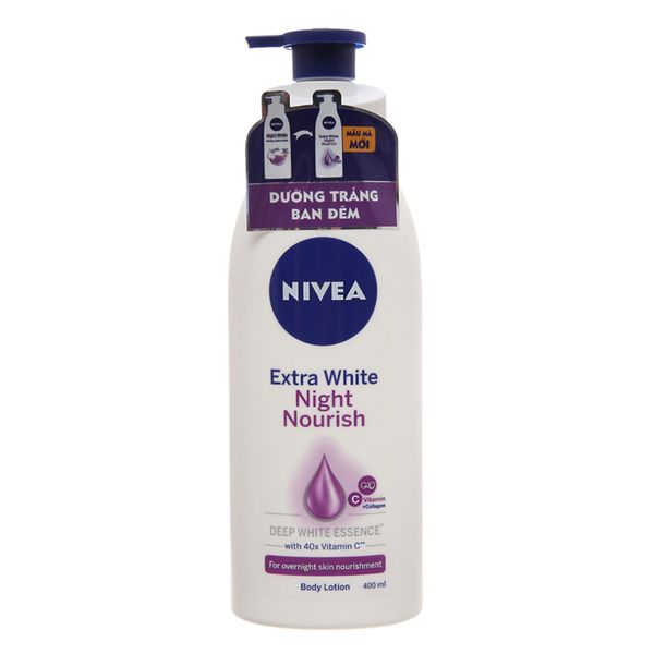  Sữa dưỡng thể trắng da ban đêm Nivea Extra bổ sung colagen chai 350ml 