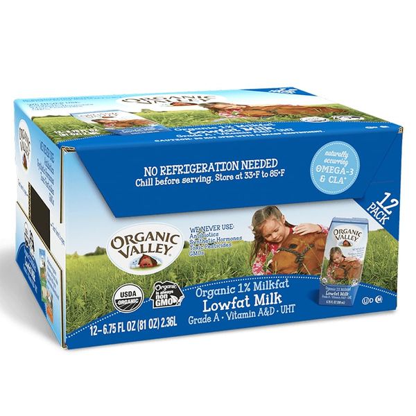  Sữa hữu cơ tách béo Organic Valley thùng 12 hộp x 200 ml 