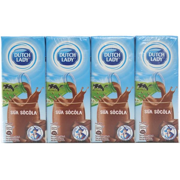  Sữa tiệt trùng Dutch Lady hương socola lốc 4 hộp x 180 ml 