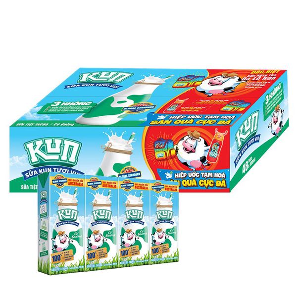  Sữa tiệt trùng Kun có đường thùng 48 hộp x 180 ml 